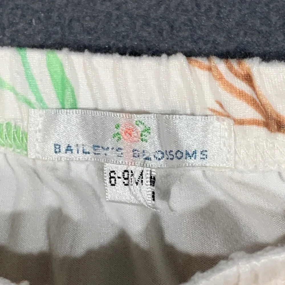 Baileys Blossoms 6-9M Squirrel Acorn Print Pants‎ and Beanie Set White Orange